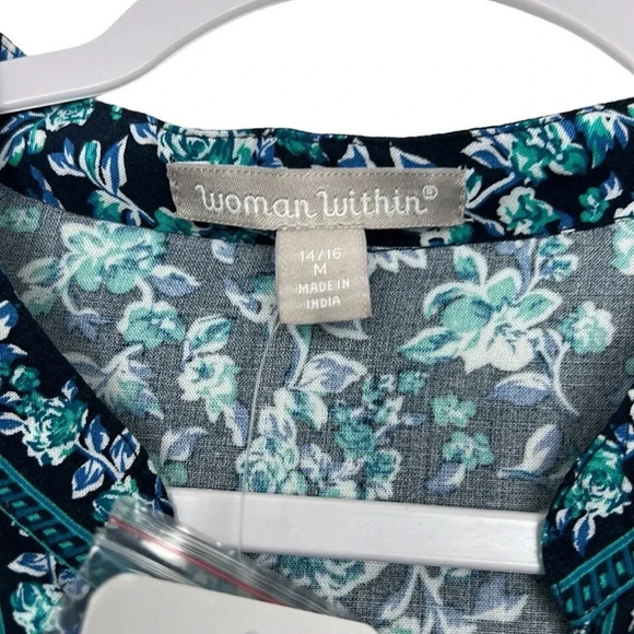 Woman Within New Women’s 14/16 M Button-Front Mixed Print Tunic Top - Picture 3 of 10